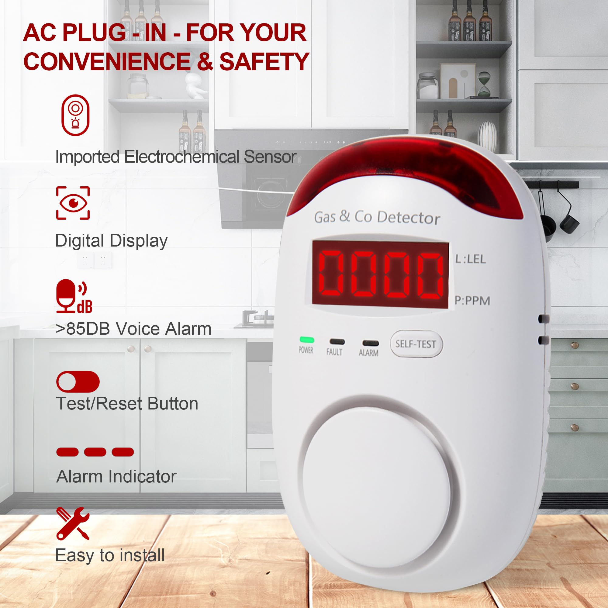 Co Detector Plug - Combination Gas & Carbon Monoxide Detectors