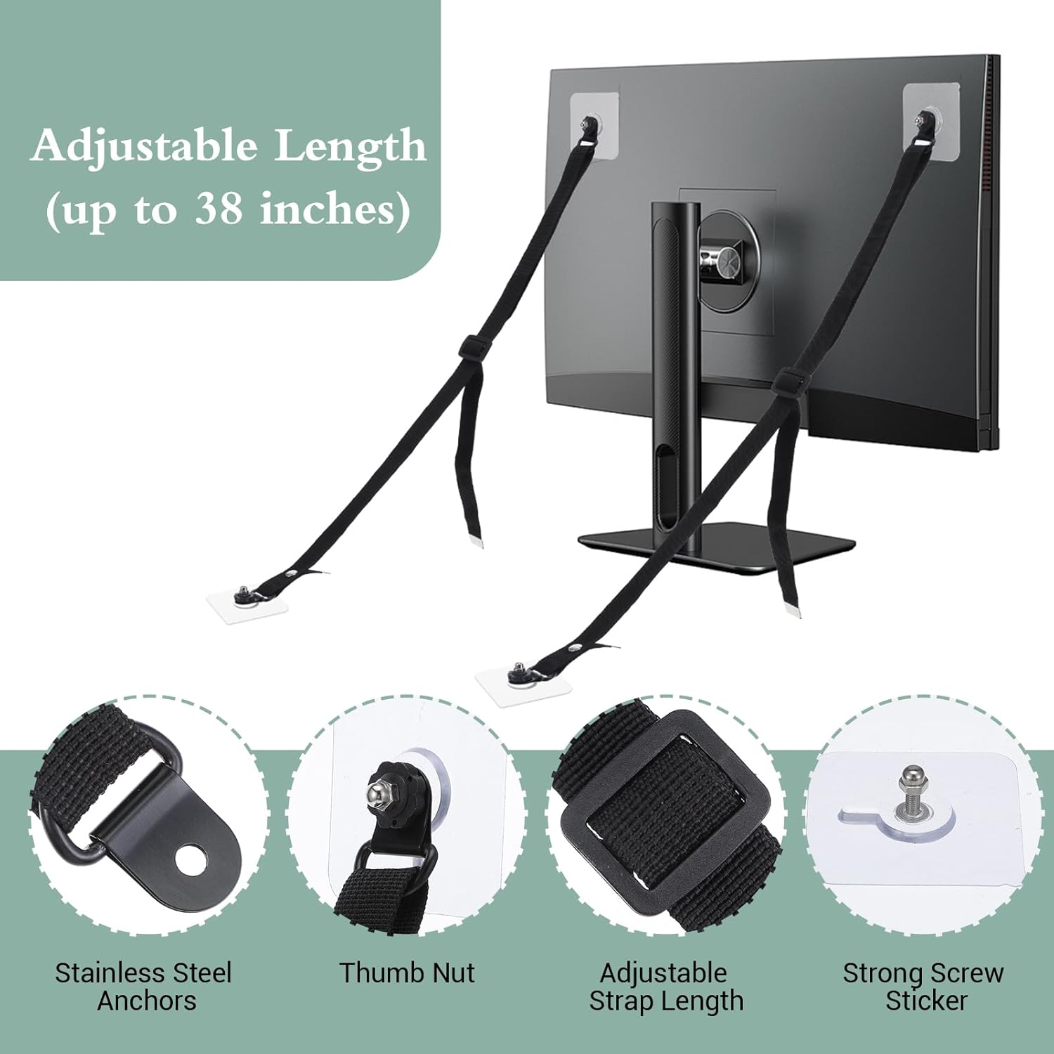 Adjustable TV Safety Straps, N - Earthquake Anchor Strap recension och pris